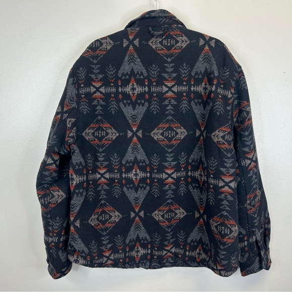 Jachs Mens L Black Gray Aztec Pattern Jacket Southwestern Ranch Cowboy Cabin - Picture 13 of 15
